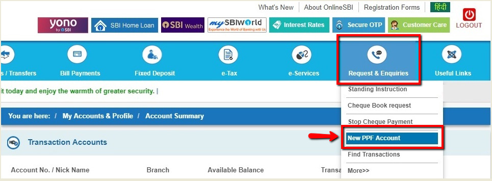 Open PPF Account Online With SBI Bank